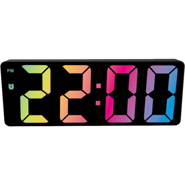 Digital Alarm Clock Colorful LED Screen Display Modern Desktop Clocks for Home (Black Shell Black D Model)