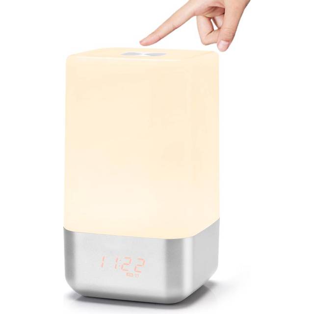 LED Wake Up Light Sunrise Simulation Alarm Clock USB Rechargeable Bedside Lamp