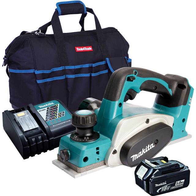 Makita dkp180z 18v lxt 82mm planer with 1 x 5.0ah battery charger & bag