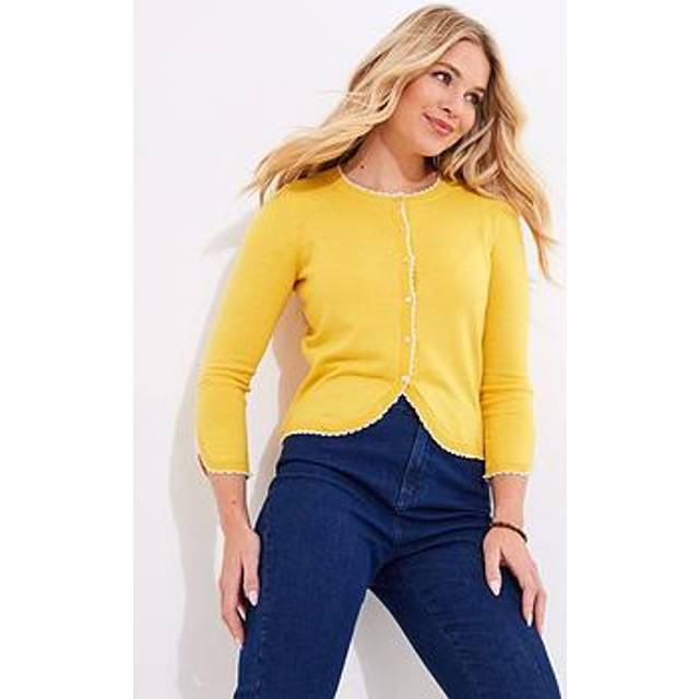 Women's Sylvie Tulip Sleeve Fine Knit Cardigan - Size 10 - Yellow - by Joe Browns