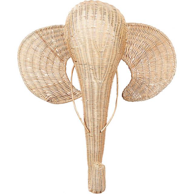 Beliani - Kids Boho Wall Decor Rattan Natural Wall Art Elephant Decoration Handmade Accent Piece Light Bananec
