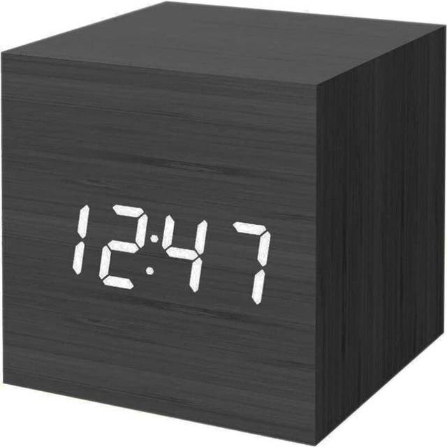 Digital Alarm Clock, Wood LED Light Mini Modern Cube Desk Alarm Clock Displays Time Date Temperature for Kids, Bedrooms, Home,Travel-Style 5