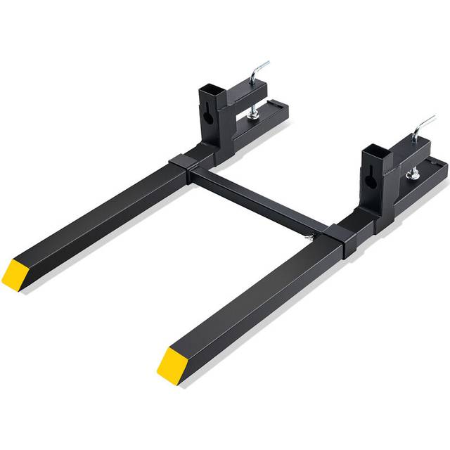 Pallet Forks 2000 lbs Capacity, 43' Total Length, Adjustable Stabilizer Bar, Heavy Duty Clamp-On Forks for Tractor Attachments, Skid Steer, Loader