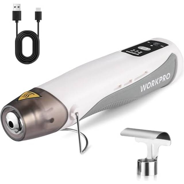 Mini Heat Gun Cordless, 7.2 V Handheld Hot Air Gun with Reflector Nozzle, 3 Temp Settings Fully Ceramic Heating Core for Craft Embossing, Shrink