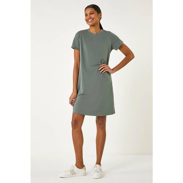 Roman Khaki Short Sleeve T-Shirt Dress - Size 14