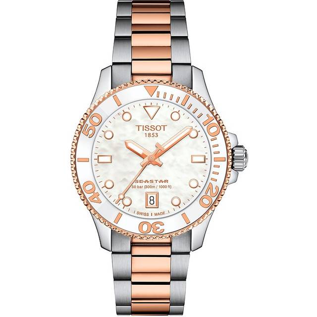TISSOT Seastar 1000 Quartz SS 36MM MOP Dial Unisex Watch T120.210.22.111.00 / T1202102211100 - White (Mother Of Pearl) - 36 mm