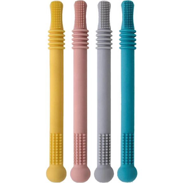 Hollow Teether Tubes Silicone Baby Teething Toys Chew Straw Toy for Baby Infant