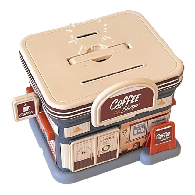 Portable Store-Shaped Money Box with Key Lock B