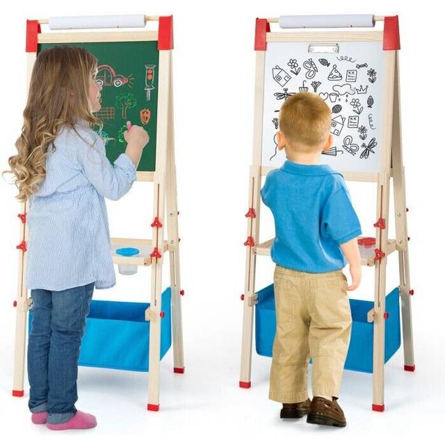 Adjustable Double Sided Kids Wooden Art Easel