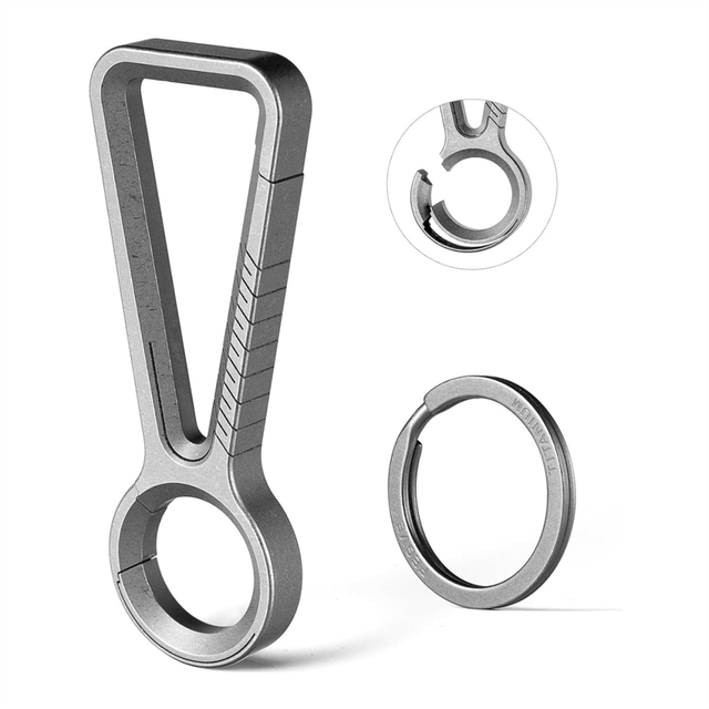 Titanium Carabiner Keychain Clip,Double-End Quick Release Hook,Key Holder with Key Ring