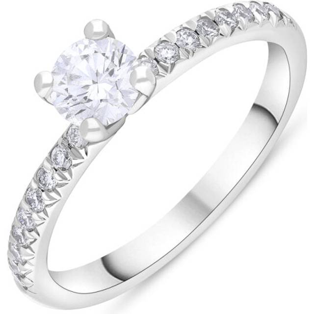 Platinum 0.40ct Diamond Solitaire 0.17ct Diamond Tulip Shank Ring Size L GIA FSI1