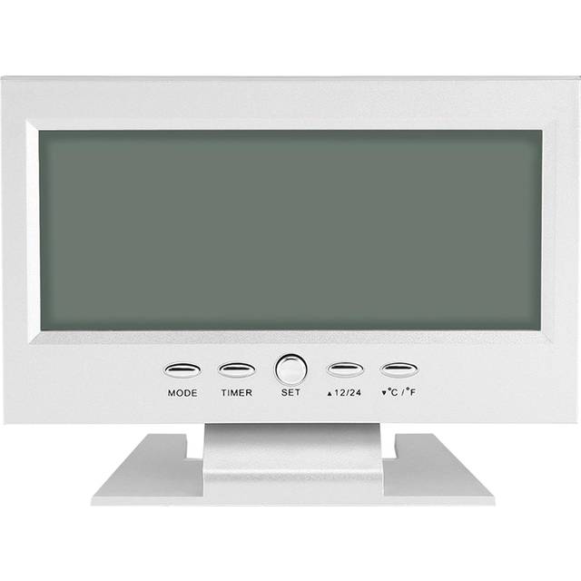 LCD Digital Sound Sensor Table Desk Alarm Clock with Calendar and Temp Display Silver silver