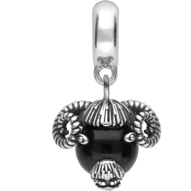 Sterling Silver Whitby Jet Great Yorkshire Show Rams Head Tube Charm