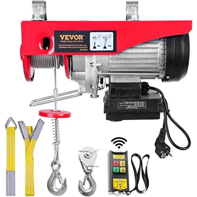 VEVOR elektrisk lyftanordning, 1320 lbs lyftkapacitet, 1150W 220V elektrisk ståltrådsvinsch med trådlös fjärrkontroll, 40ft enkelkabellyfthöjd och ren kopparmotor, för Garage Warehouse Factory