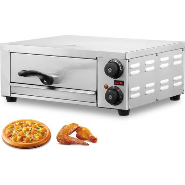 VEVOR Kommerzieller Pizzaofen Backofen 305mm Edelstahl Elektrisch 2 Drehkn&#xF6;pfe