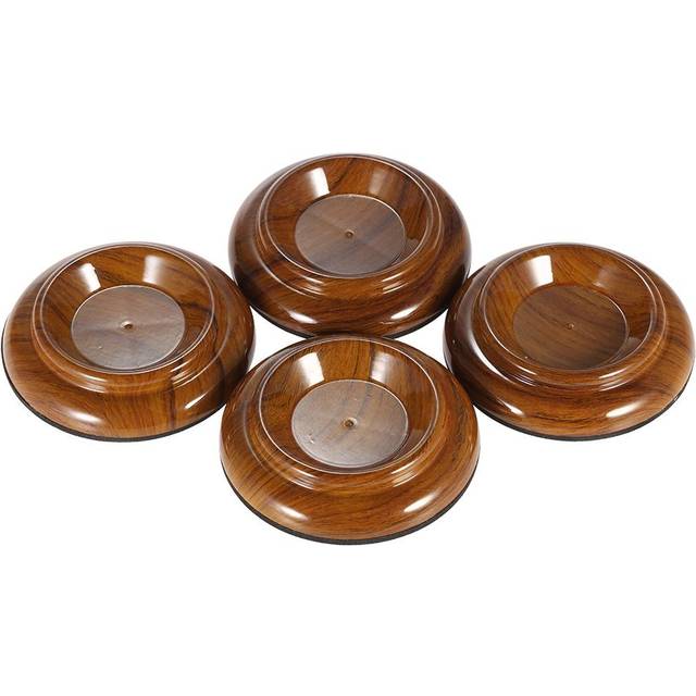 4pcs/set Double Round Acrylic Upright Piano Caster Cups w/ Rose Wood Pattern & EVA Anti-slip Mat