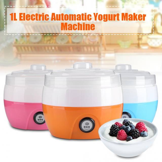 Nyaste 220v 1l elektrisk automatisk yoghurtmaskin yoghurt g&#xF6;r-det-sj&#xE4;lv-verktyg plastbeh&#xE5;llare hush&#xE5;llsmj&#xF6;lkverktyg - Rosa