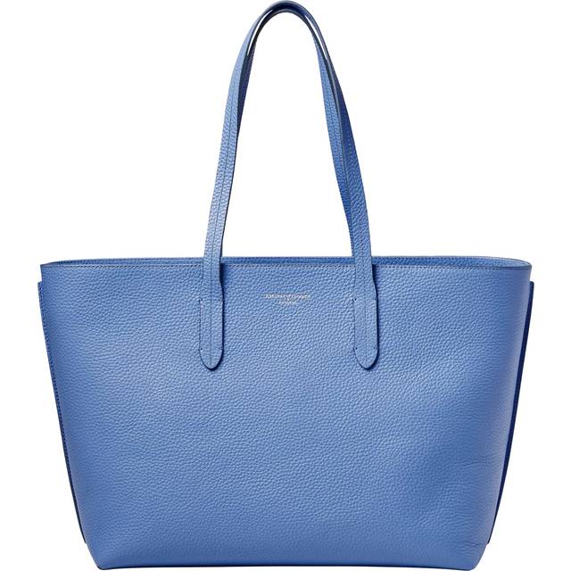 Aspinal of London Zipped East West Leather Tote Bag, Capri Blue