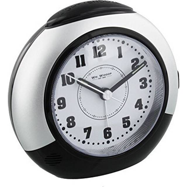 Black & Silver Alarm Clock with Silent Sweep No Ticking Feature plus Snooze & Light