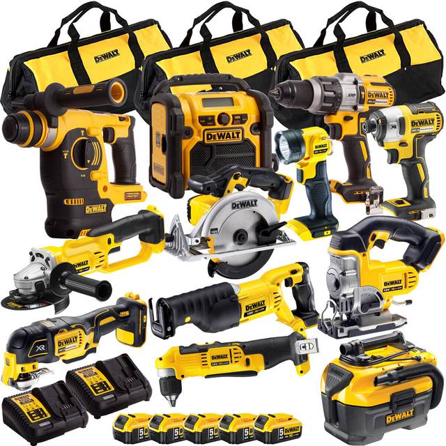 Dewalt 18v 12 piece power tool kit with 3 x 5.0ah battery & charger t4tkit-843