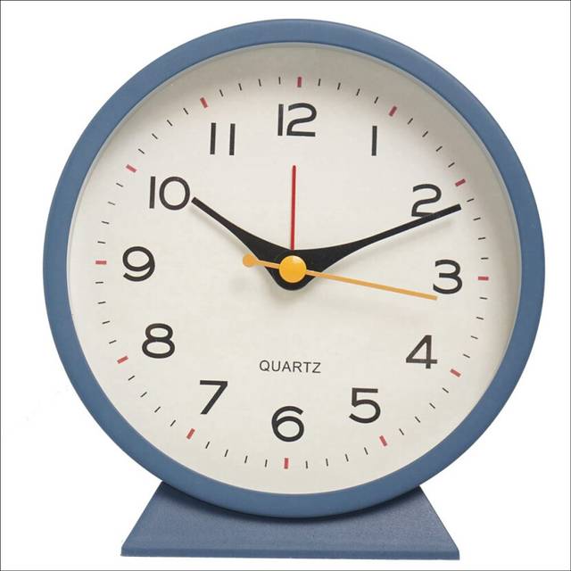 4.5 Inch Battery Operated Antique Retro Analog Alarm Clock, Small Silent Bedside Desk Metal Clock with Light-Blue