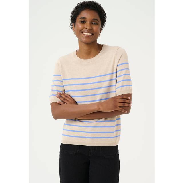 Kaffe Lizza Striped Jumper With Half Sleeve Blue
