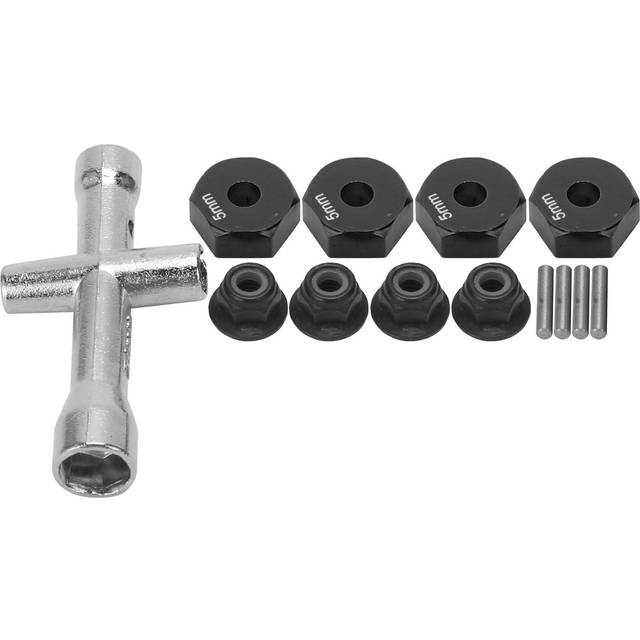 12mm Wheel 5mm Thickness Hex Adapter Cross Wrench M4 NonSlip Nut Set for 1/10 RC Car(Black )