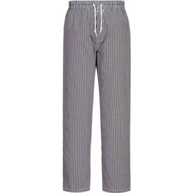 (XS, Black/Check) Portwest Unisex Adult Bromley Checked Chef Trousers