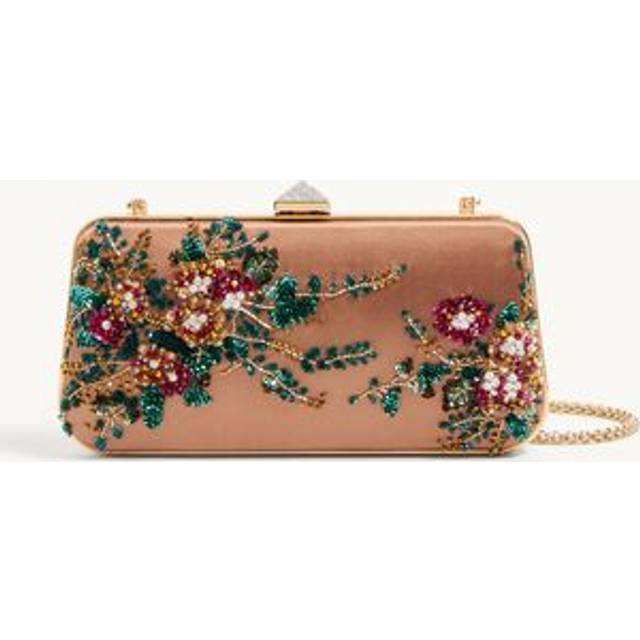 Valentino Garavani CARRY SECRETS SATIN MINAUDIERE WITH FLORAL EMBROIDERY Woman CHAMPAGNE/MULTICOLOUR UNI