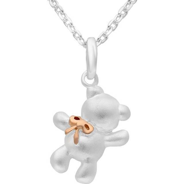 Rose Gold Sterling Silver Plated Teddy Bear Necklace - Option1 Value Silver