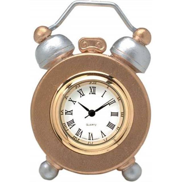"WL SS-WL-5168, 2 Inch Old Time Gold and Silver Rounded Footed Quartz Alarm Clock, 2"""