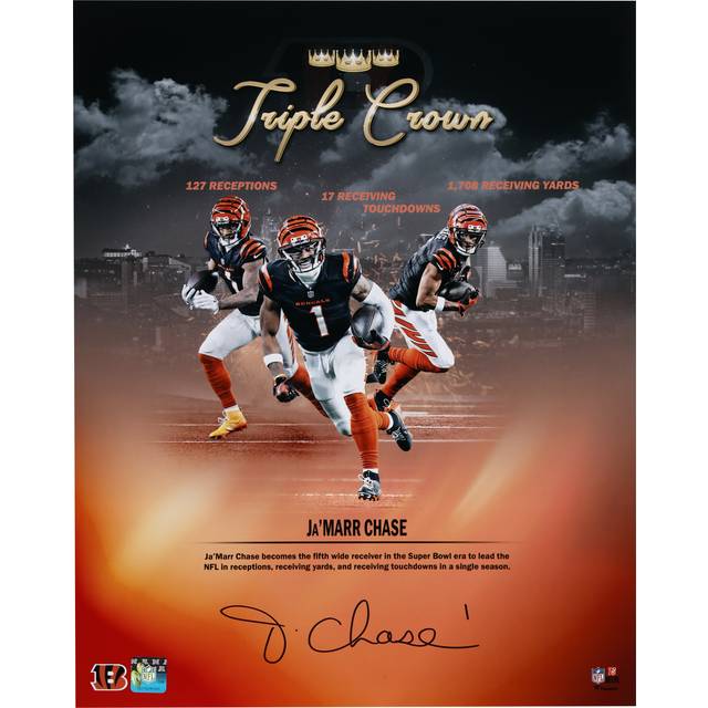 Ja'Marr Chase Cincinnati Bengals Autographed 16" x 20" 2024 Triple Crown Collage Photograph