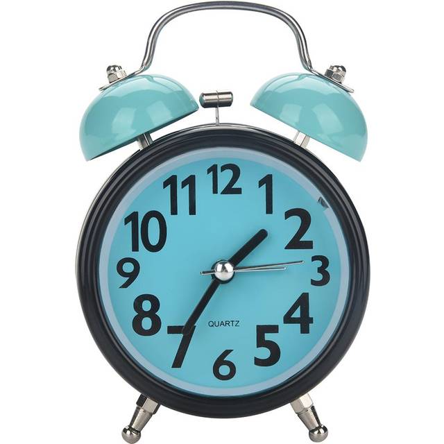 Double Bell Ultra Silent Mechanical Alarm Clock Quartz Movement Desk Table Night Watch(Blue) blue