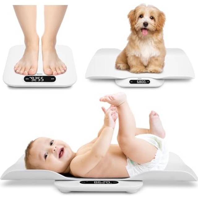 BAGAIL Babyvåg med avtagbar bricka, automatisk roterande uppmätta värden, tara, automatisk låsning och jämförelse, universell digital våg för alla familjemedlemmar, upp till 180 kg (400 lb)