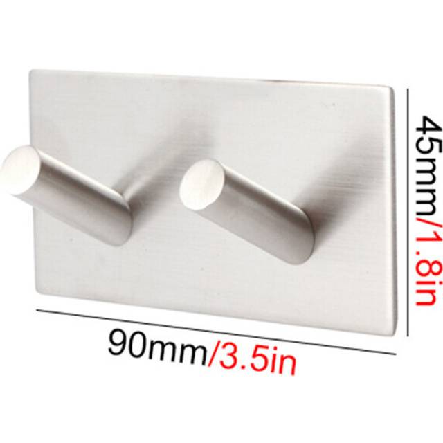 (a-WALFOS Type 2) WALFOS 3M Self Adhesive Wall Door Back Hooks Heavy Duty Stainless Steel Clothes Hanger Bathroom Kitchen Towel Rustproof Hook