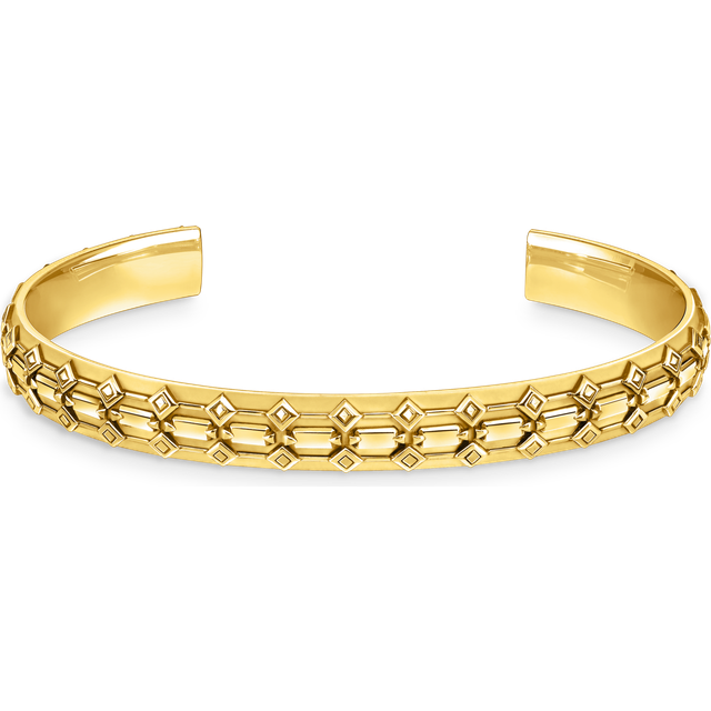 Thomas Sabo Yellow-gold wide bangle with crocodile detailing yellow gold coloured AR114-413-39-L17,5 - yellow gold-coloured - 17,5 cm
