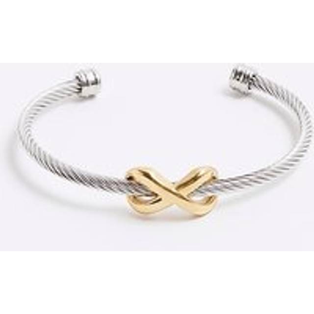 Mens River Island Gold Steel Rhodium Kiss Bracelet - One Size