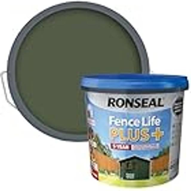 Fence paint forest green ronseal rslflppfg5l 5 litre fence life plus paint
