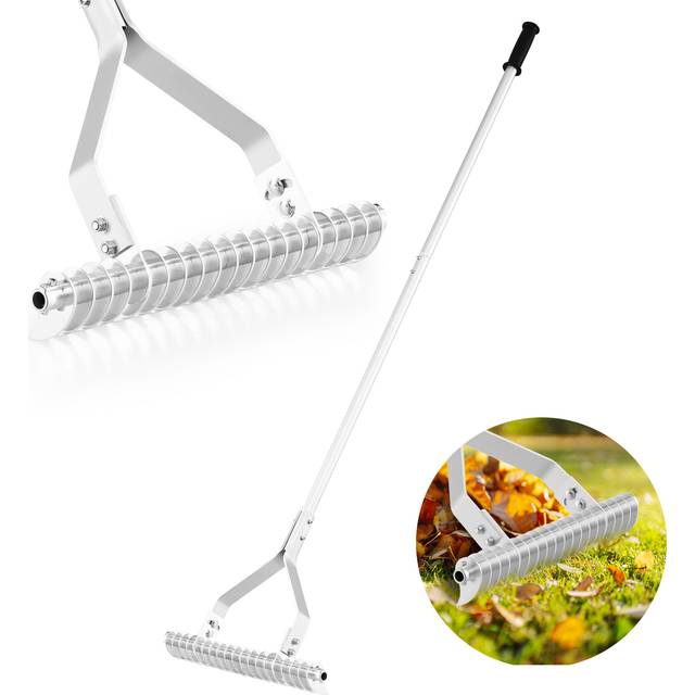 178 cm Garden Thatch Rake 50 cm Wide Aluminum Lawn Loosening Soil Rake - Costway