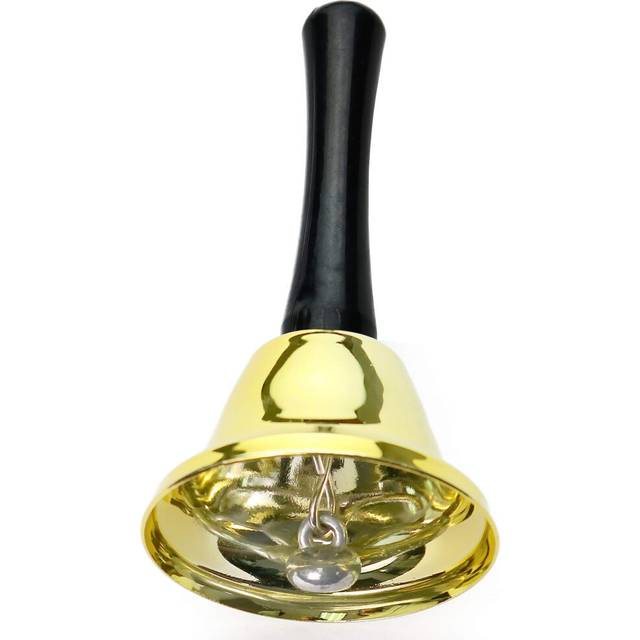 Skeleteen Gold Ringing Hand Bell - Loud Metal Handheld Ring Tea Bell for Calling Attention and Assistance