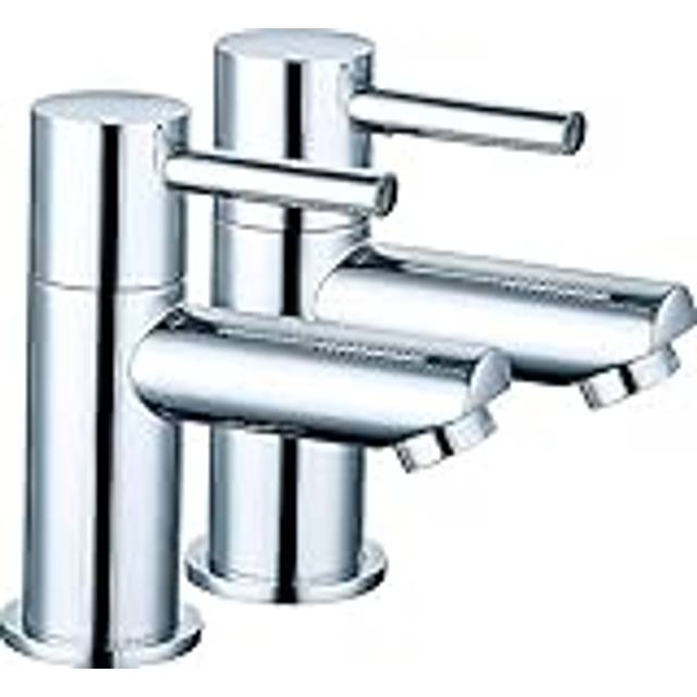 "VeeBath Julia 1/2"" Round Twin Hot and Cold Sink Basin Taps Brass Faucet Pair with Ceramic Disc Technology - Chrome"