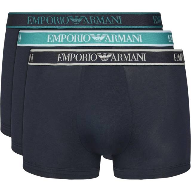 Emporio Armani Bodywear 3 Pack Boxer Trunks - Dark Blue, Dark Blue, Size S, Men