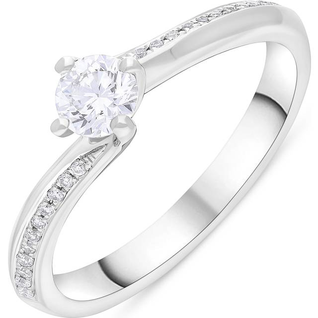 Platinum 0.30 Diamond 0.09 4 Claw Twist Diamond Shank Ring