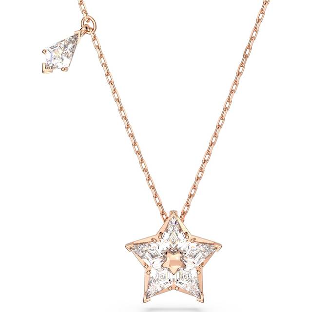 Swarovski Stella Rose Gold Tone Plated White Crystal Kite Cut Star Pendant - Silver