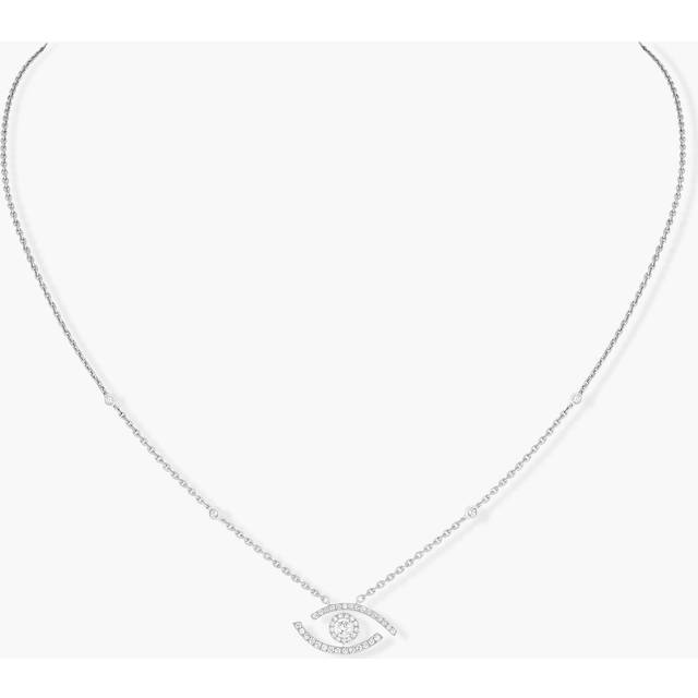 Messika Lucky Eye 18ct White Gold 0.30ct Diamond Pave Necklace