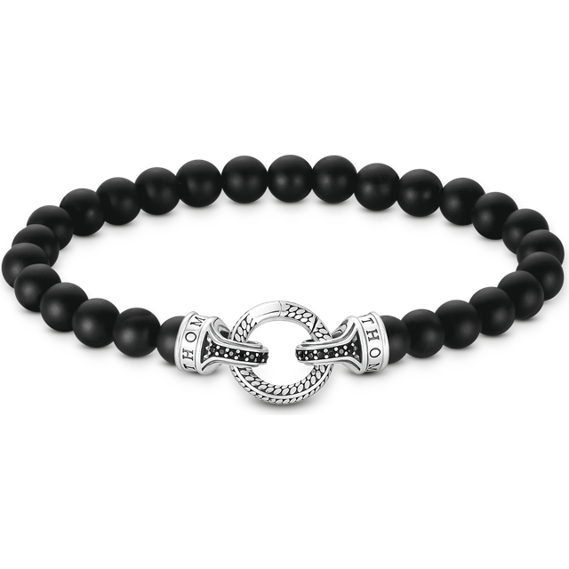 Thomas Sabo Silver bracelet with black obsidian beads black A2191-705-11-L21 - black/silver-coloured - 21 cm