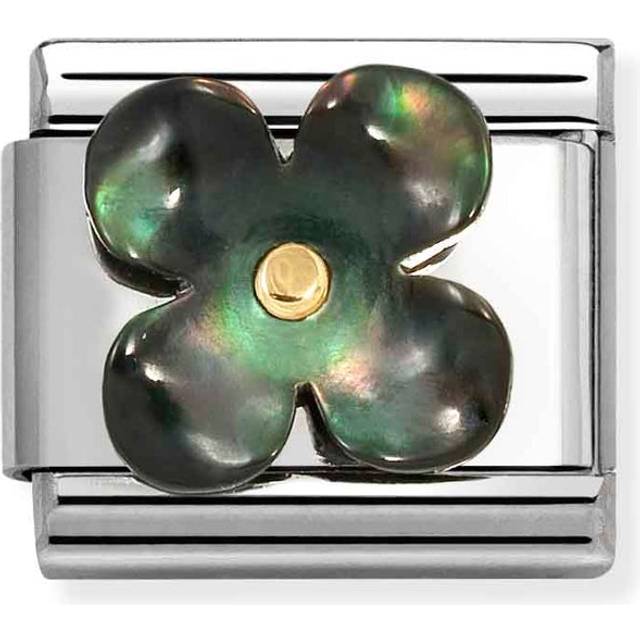 Nomination Black Mother of Pearl Flower Charm - Silver