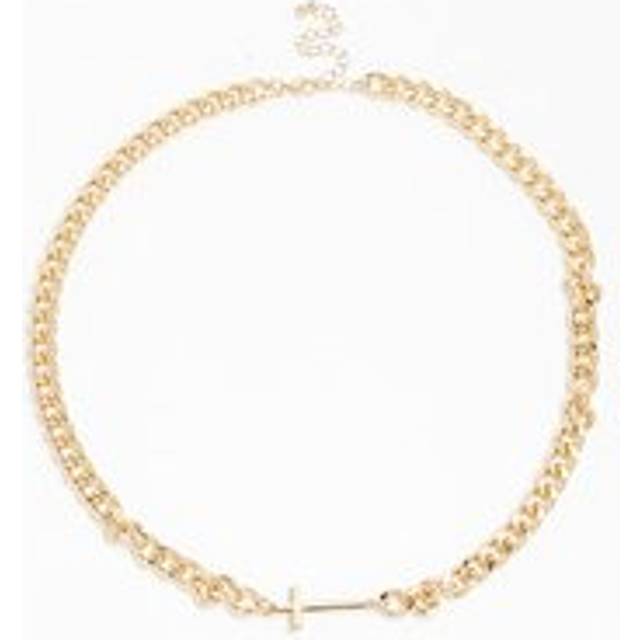 Mens River Island Gold Cross Chain Necklace - One Size