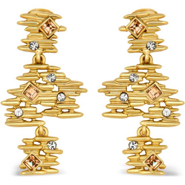 Oscar de la Renta - Fine Line drop earrings - women - glass/Brass - One Size - Gold
