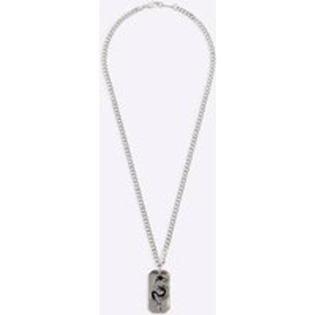 Mens River Island Silver Colour Dragon Tag Necklace - One Size